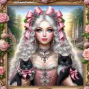 Girl with cats