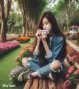 Brunette playing the harmonica