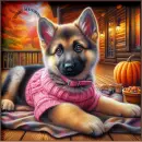 Autumn with GS puppy
