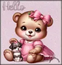 Cute bear with puppy - Hello