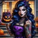 Halloween Girl with cake
