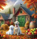 two cute dogs Autumn