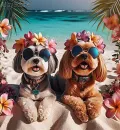 Two Cute Dogs at the Beach