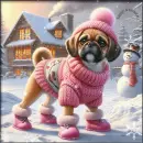 Puggle in the snow 