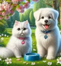 Gorgeous Cat and Dog in Spingtime