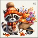 Autumn Raccoon stamp