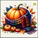 Pumpkin with scarf stamp