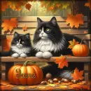 Tuxedo Kitties in Autumn