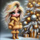 Cute girl with Christmas tree