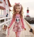 Cute girl walking her dog