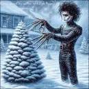 Edward Scissorhands trimming the tree