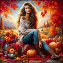Beautiful woman in autumn - Jane