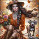 Beautiful woman and beautiful dog 