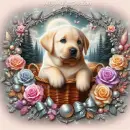 labrador puppy in basket