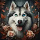 Husky blue and green eye
