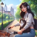 Pretty girl bike riding