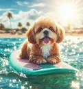 Gorgeous Dog on a Surfboard.