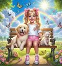 Cute Girl and her Cute Dogs