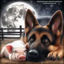 German Shepherd #3 with piglet 