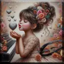 little girl loves her piano lessons