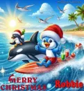 Cute Penguin & Dolphin at Christmas