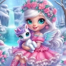 Pretty little girl and her unicorn