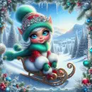 cute christmas elf sledding