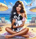 Pretty Girl with two Cute Dogs