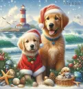 two gorgeous dogs at Christmas
