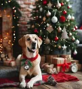 Beautiful Dog at Christmas