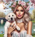 Pretty Woman with her Puppy