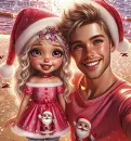 Cute boy and girl Christmas