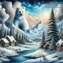 Polar bear in winter 
