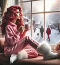Beautiful Woman drinking her morning Coffee