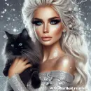 Beautiful Winter Girl with cat