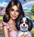 Lovely Girl with her Dog #3