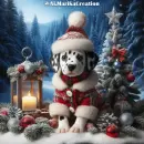 Christmas Dalmatian puppy