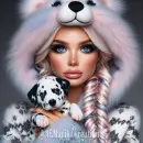 Beautiful Winter Girl with dog