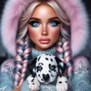 Beautiful Winter Girl with dog