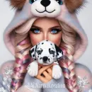 Beautiful Winter Girl with dog