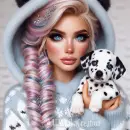 Beautiful Winter Girl with dog