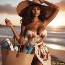 Pretty lady walking the beach