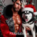 Handsome Santa with Dog