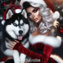 Santa woman with Dog