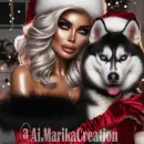 Santa woman with Dog