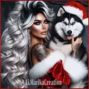 Santa woman with Dog