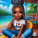Pretty I love coffee girl 