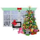 christmas tree window scene
