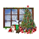 christmas tree window scene
