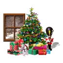 christmas tree window scene